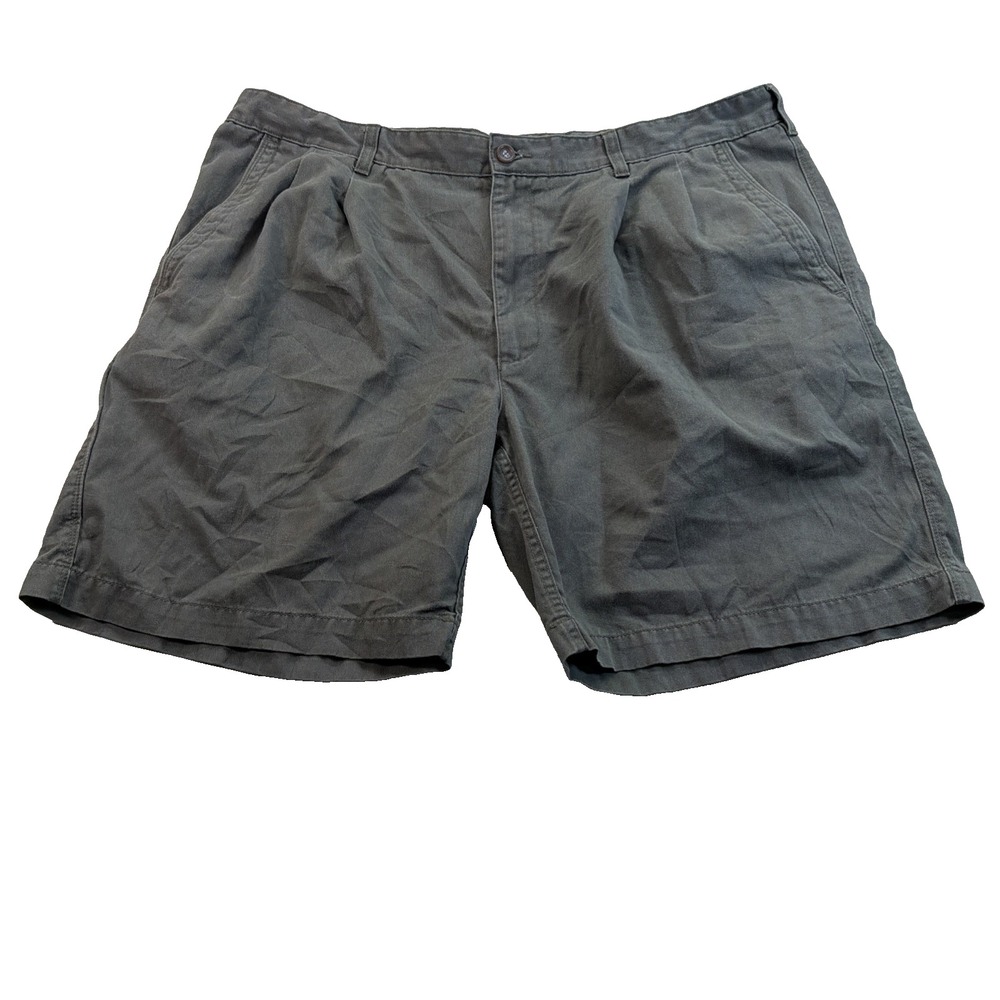 Savane Men's Green Chino Shorts Flat Front Cotton Zip Slash Pockets Solid Sz 42